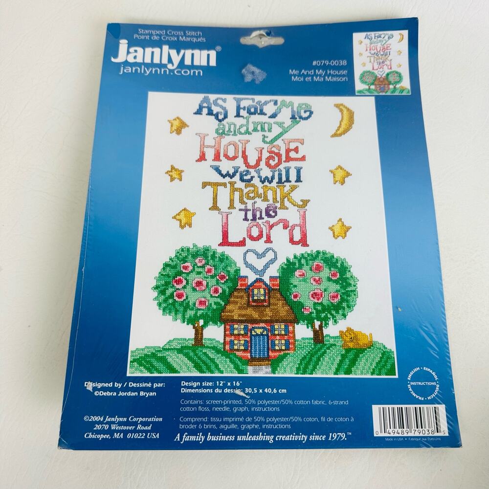 Stamped Cross Stitch Kit - Multicolor "As For Me and My House" - UNOPENED